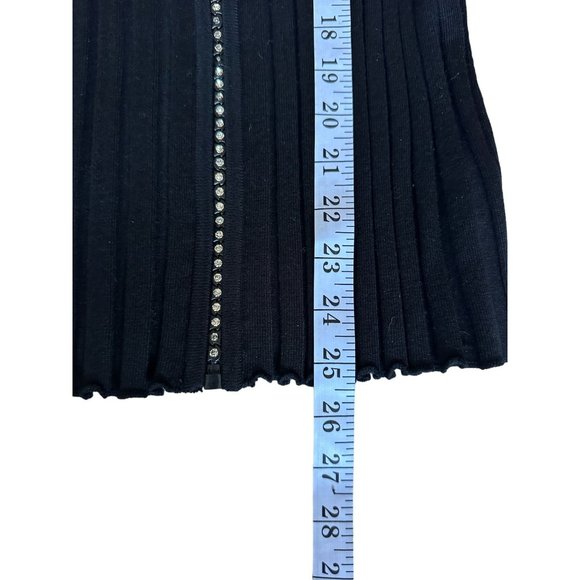 Belldini Sweater Cardigan Women Sz XL Black Full Zipper Rhinestones Stretch Knit - Picture 12 of 12
